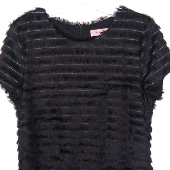 Traffic People Black Eyelash Fringe Shift Dress Short Sleeve Women's Size XL - Picture 3 of 10